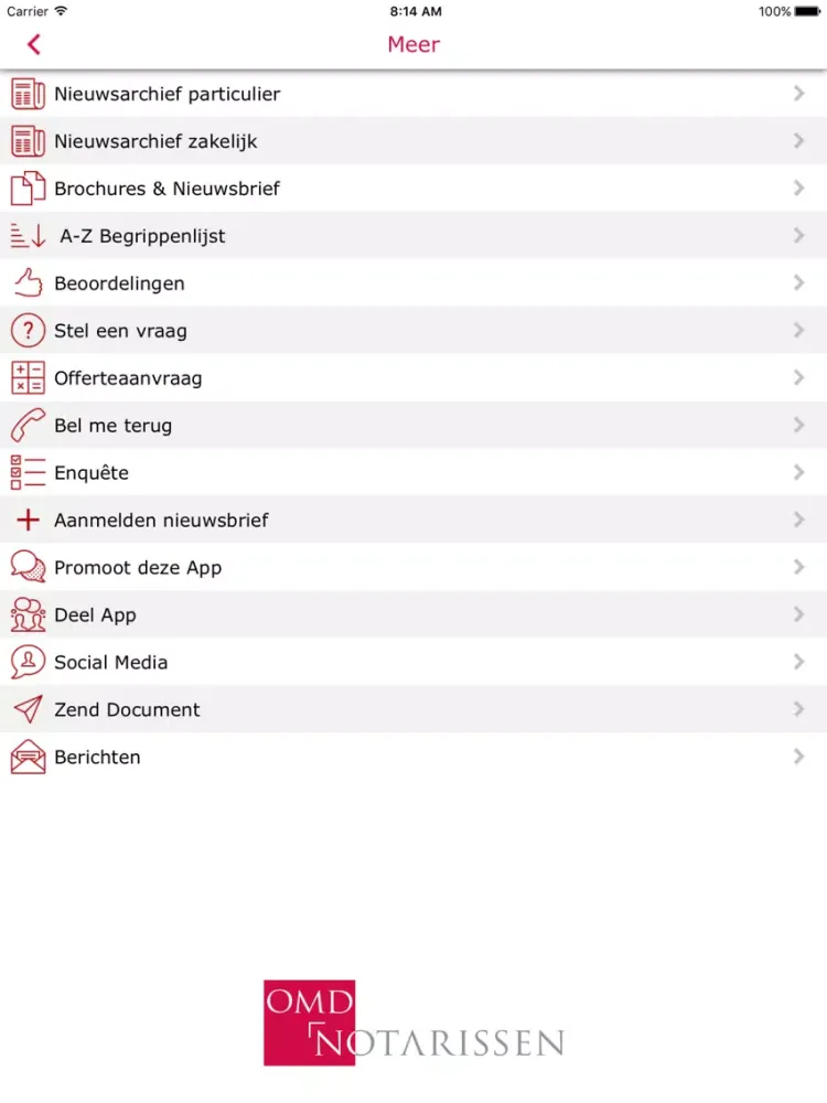 OMD Notarissen iPad Screenshots