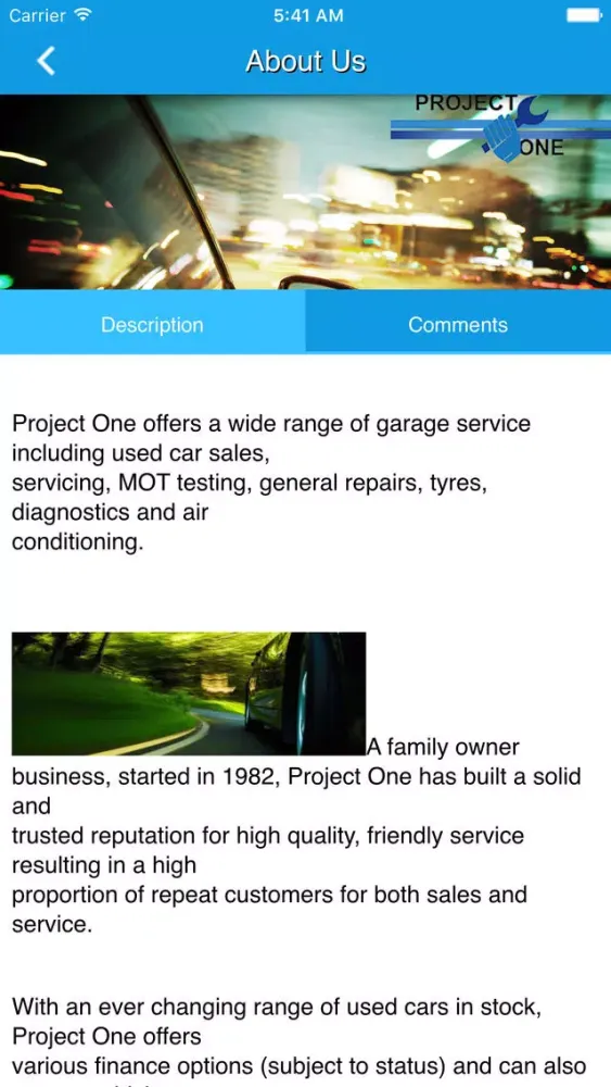 Ảnh chụp màn hình của Project One