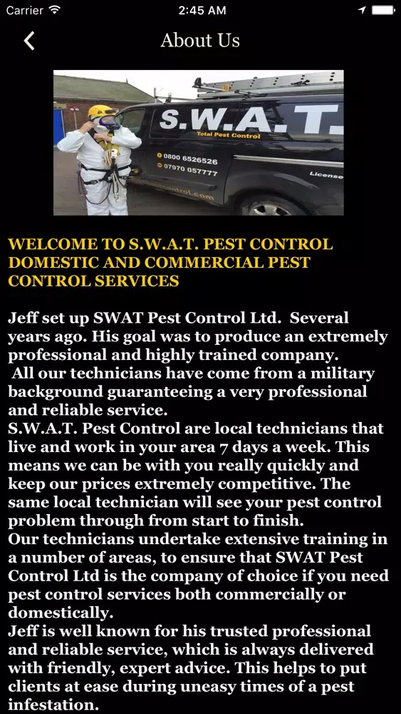 Captures d'écran de SWAT Pest Control Ltd