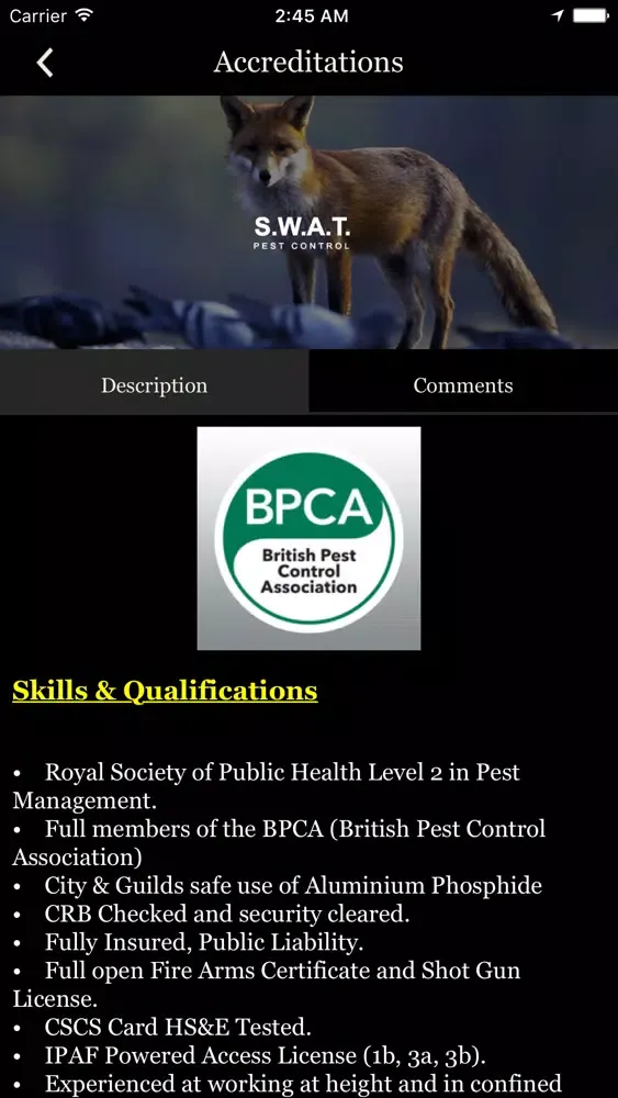 Captures d'écran de SWAT Pest Control Ltd