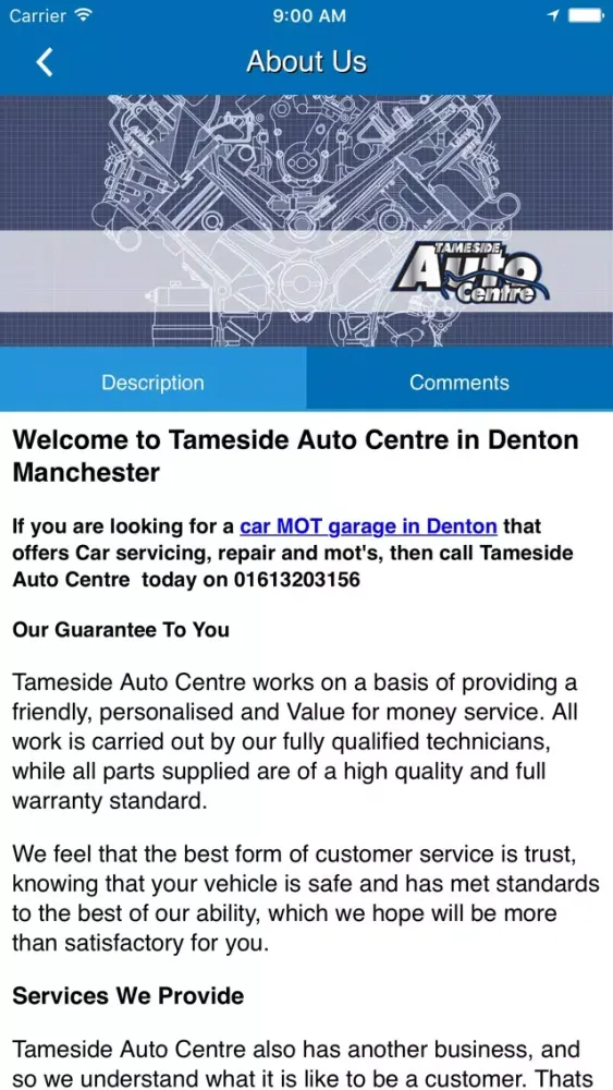 ภาพหน้าจอของ Tameside Auto Centre.