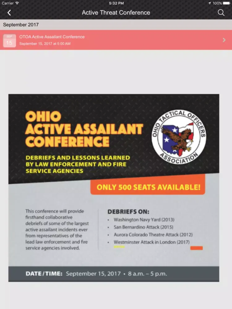 Screenshot di Ohio Tactical Officers Assoc. iPad 