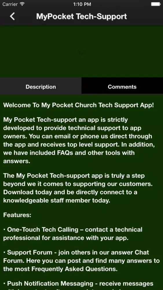 My Pocket Church Tech Support Screenshots