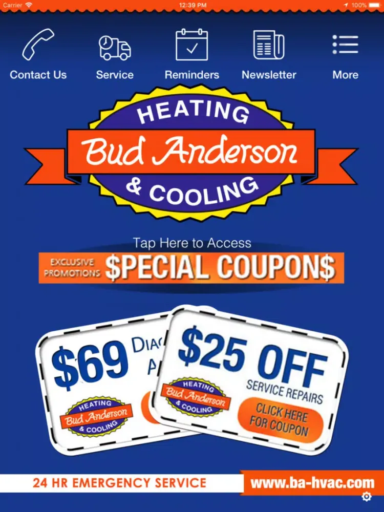 Capturas de tela do Bud Anderson Heating & Cooling iPad 