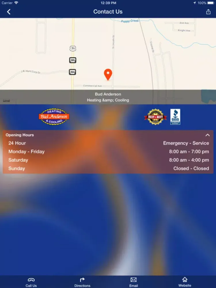 Capturas de tela do Bud Anderson Heating & Cooling iPad 