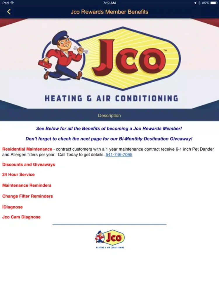 Jco HVAC iPad  Screenshots