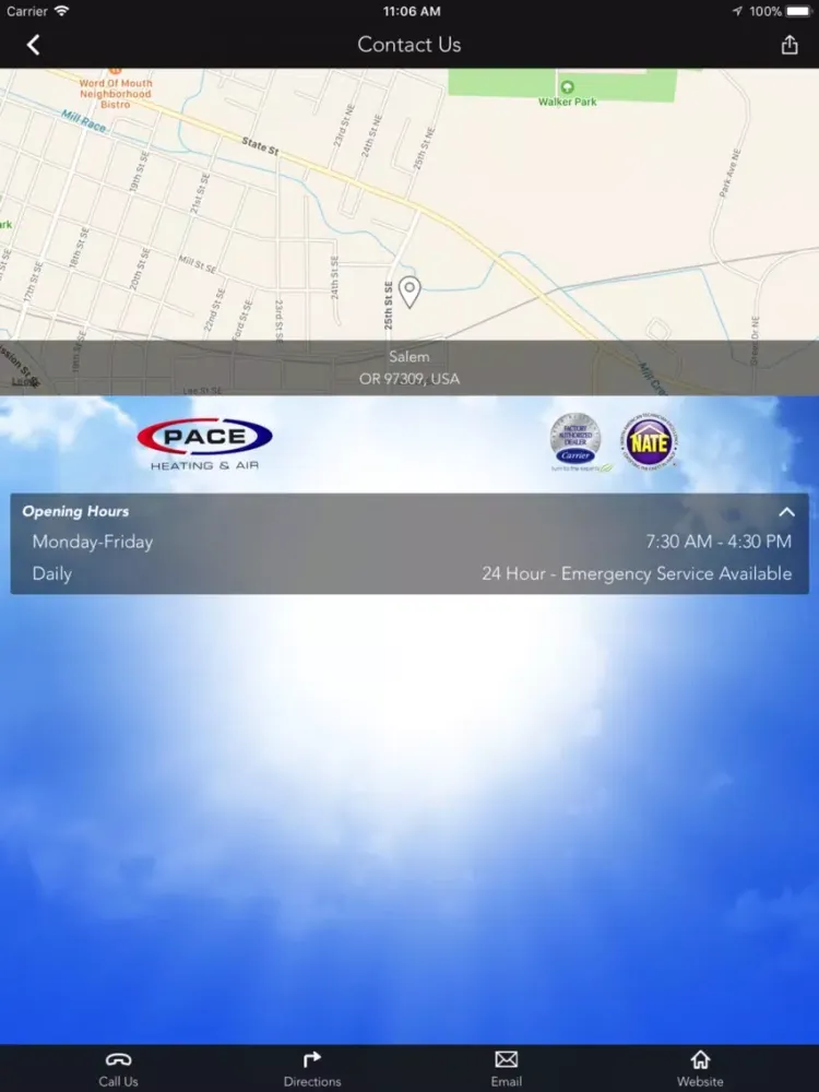 Ảnh chụp màn hình của Pace Heating & Air iPad 