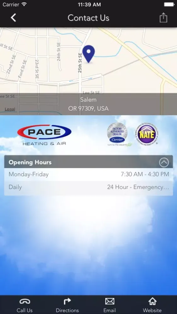 Ảnh chụp màn hình của Pace Heating & Air
