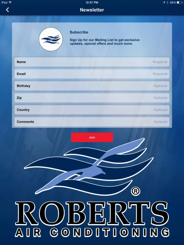 Roberts Air Conditioning iPad  स्क्रीनशॉट