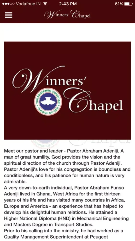 Capturas de tela do Winners Chapel Detroit