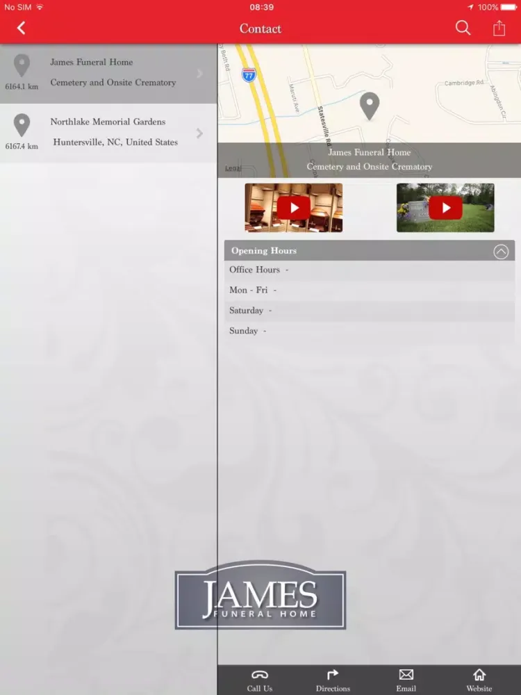 James Funeral Home iPad  Screenshots