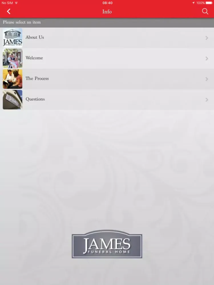 James Funeral Home iPad  Screenshots