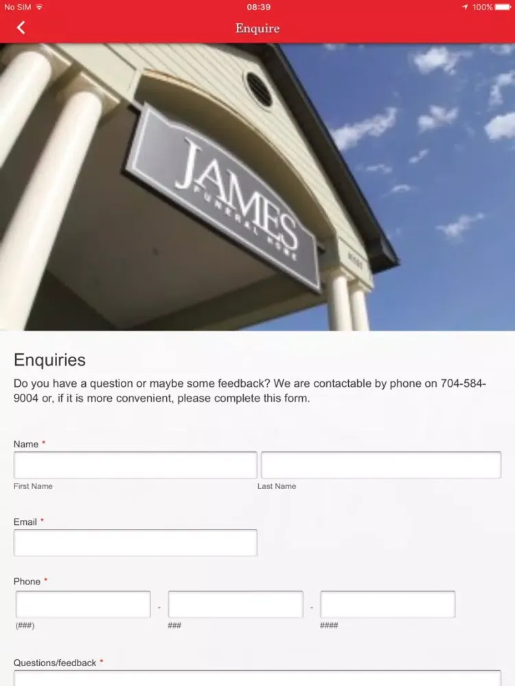 James Funeral Home iPad  Screenshots