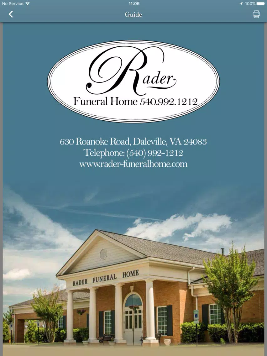 Screenshot di Rader Funeral Home iPad 