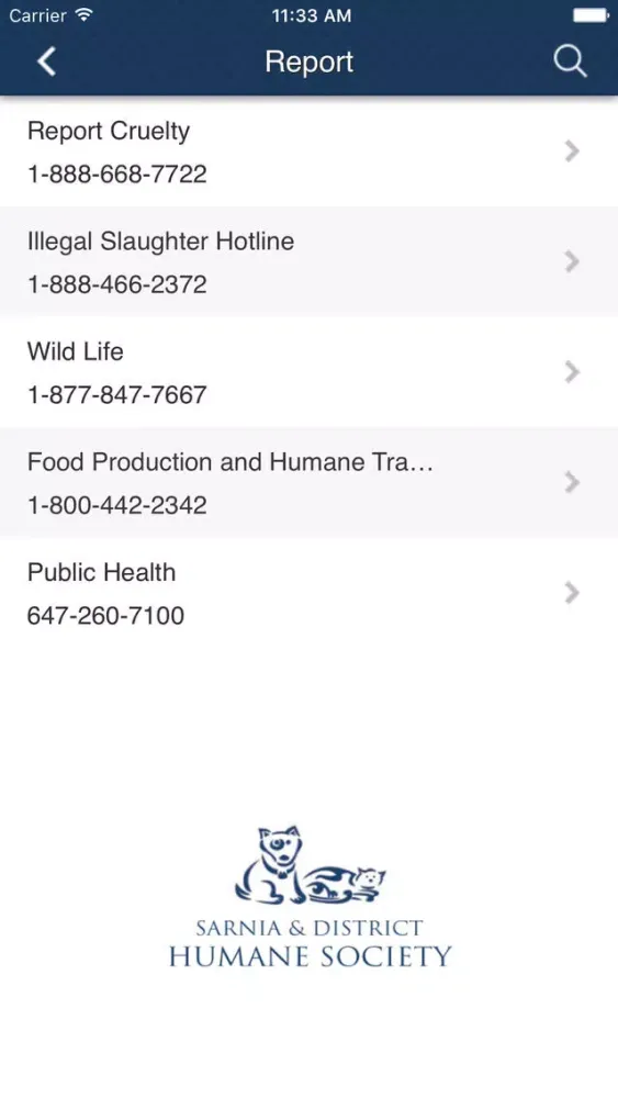 Captures d'écran de Sarnia & District Humane Society