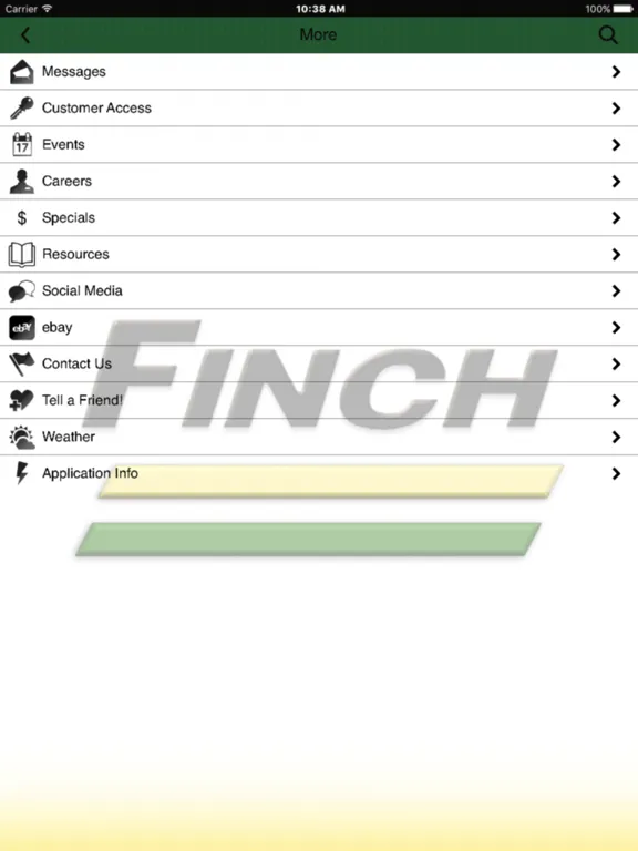 Ảnh chụp màn hình của Finch Services, Inc. iPad 