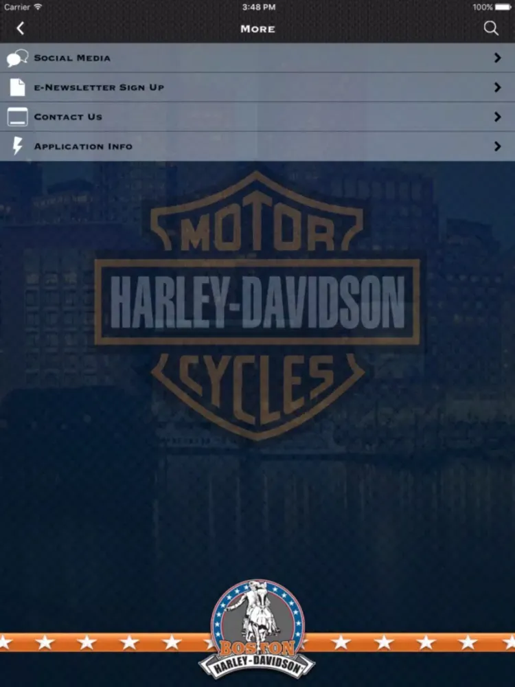 Zrzuty ekranu Boston Harley-Davidson® iPad 