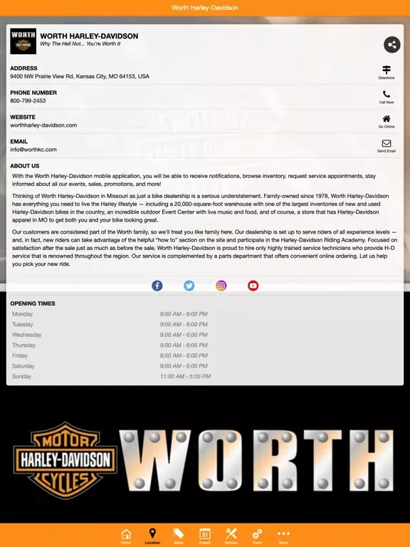 Worth Harley-Davidson® iPad  स्क्रीनशॉट