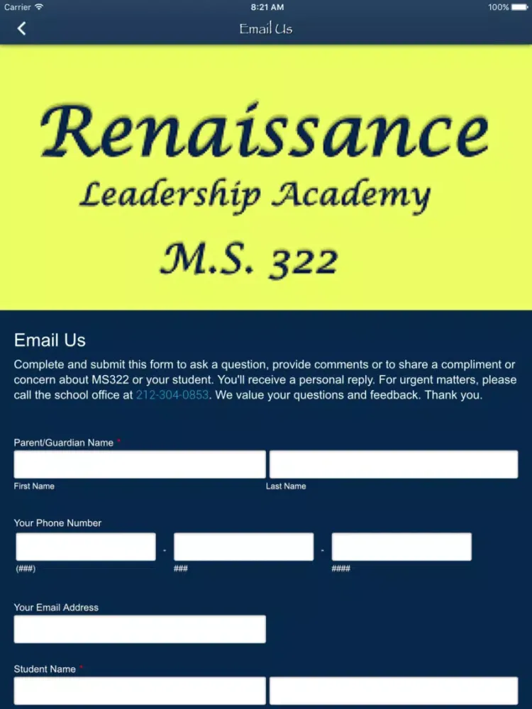 Ảnh chụp màn hình của MS 322 Renaissance Leadership iPad 