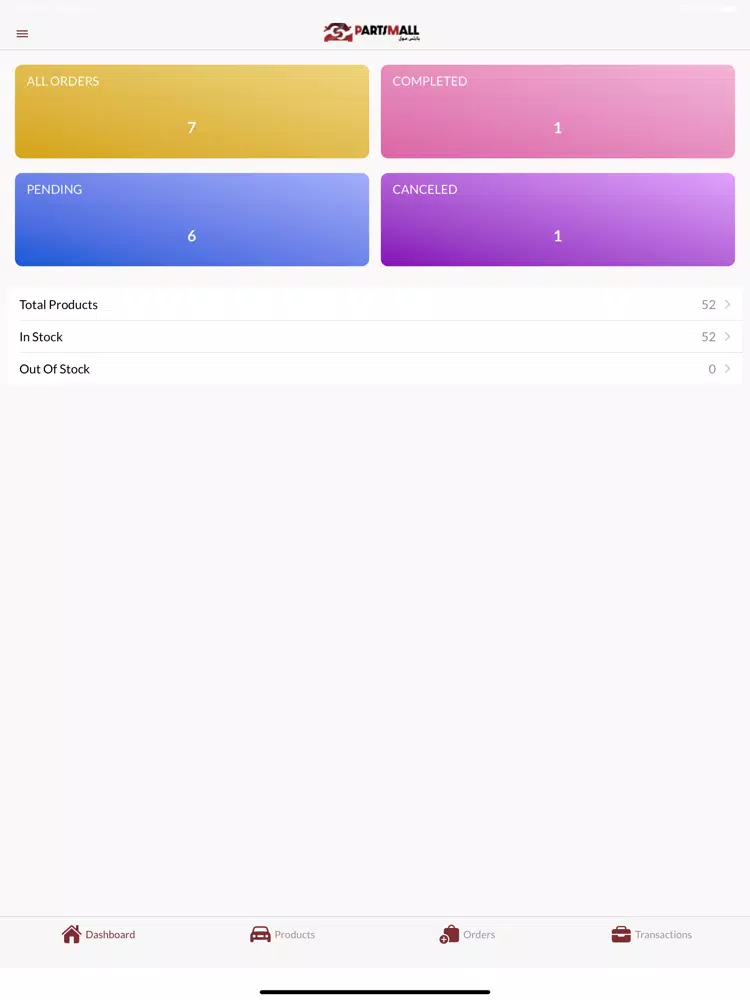 Скриншоты Parts Mall Vendor App iPad 
