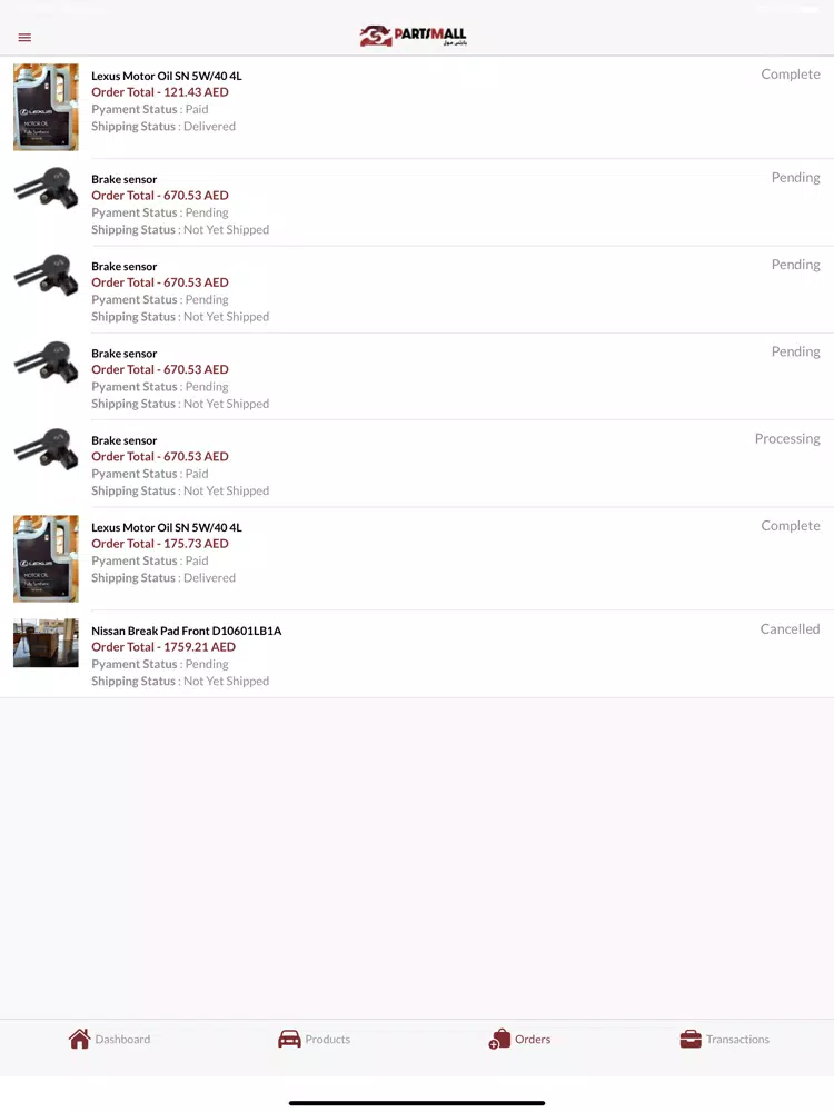 Скриншоты Parts Mall Vendor App iPad 