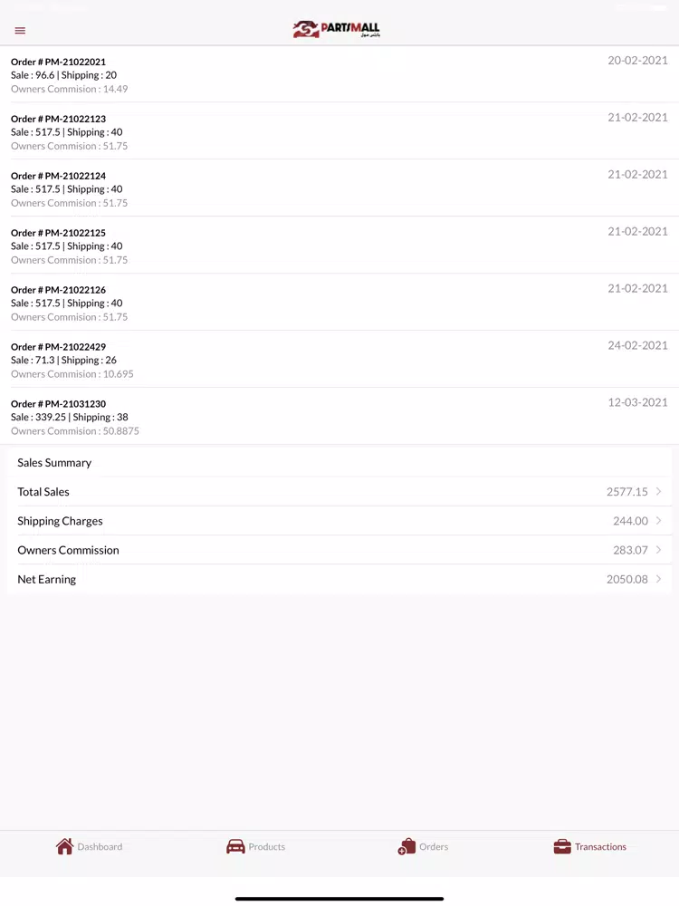 Скриншоты Parts Mall Vendor App iPad 