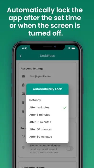 Capturas de tela do DroidPass Password Manager