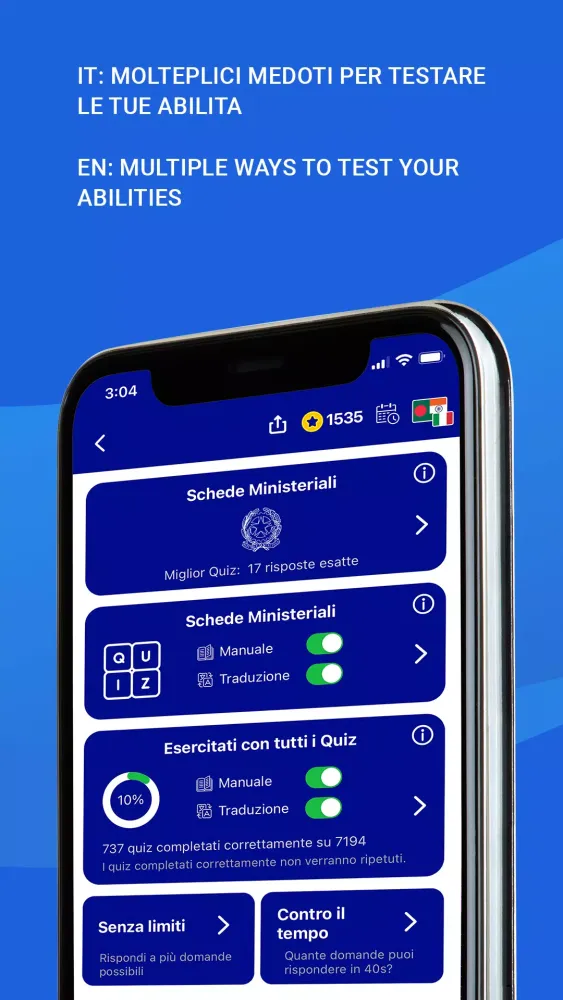 Скриншоты Quiz Patente Tradotto 2024