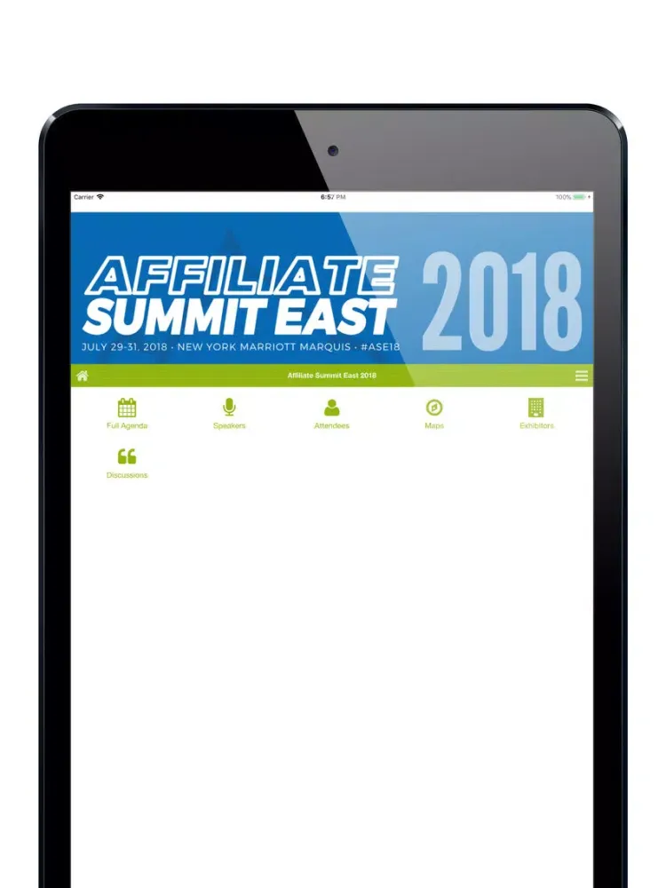 Capturas de tela do Affiliate Summit East 2018 iPad 