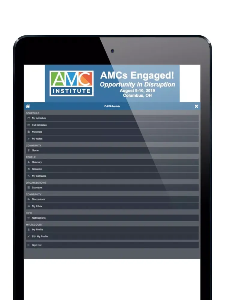 Capturas de tela do AMC Institute Events iPad 
