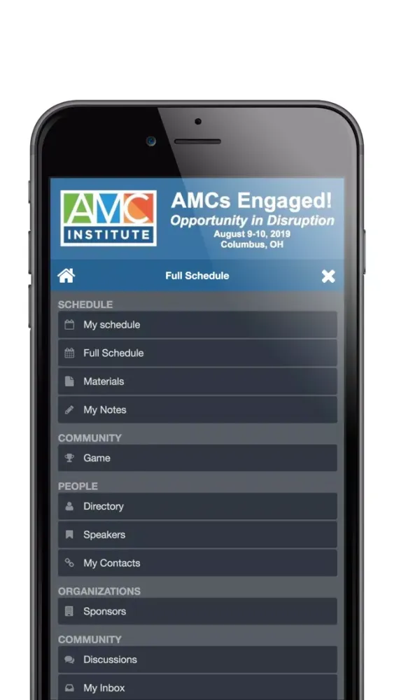 Capturas de tela do AMC Institute Events