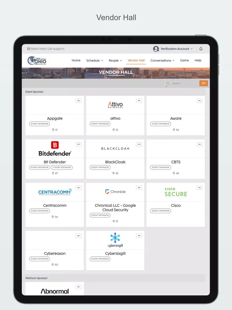 Ảnh chụp màn hình của Central OH InfoSec Summit iPad 