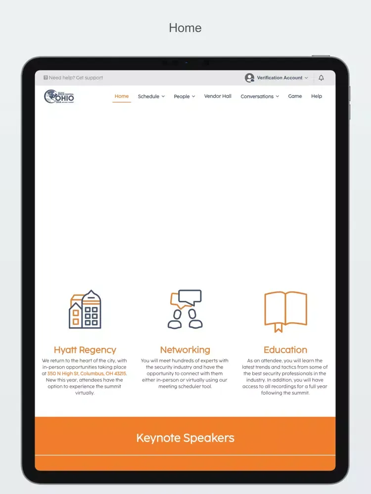 Ảnh chụp màn hình của Central OH InfoSec Summit iPad 