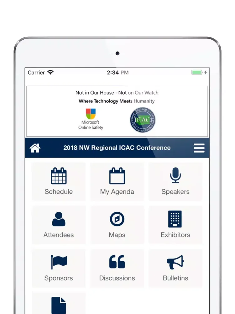 Ảnh chụp màn hình của NW Regional ICAC Conference iPad 