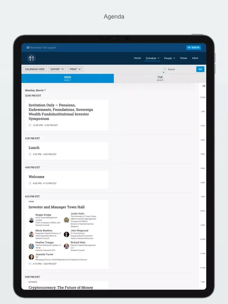 MFA Conference App iPad 應用截圖