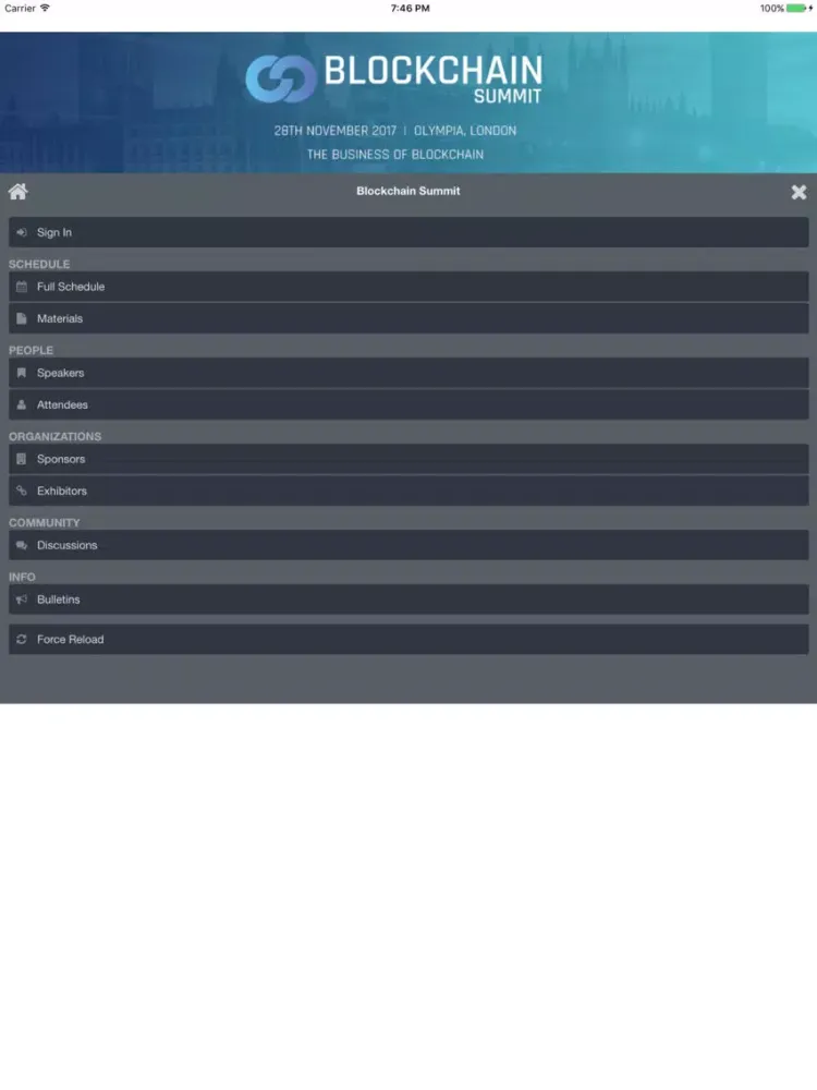 Screenshot di Blockchain Summit iPad 