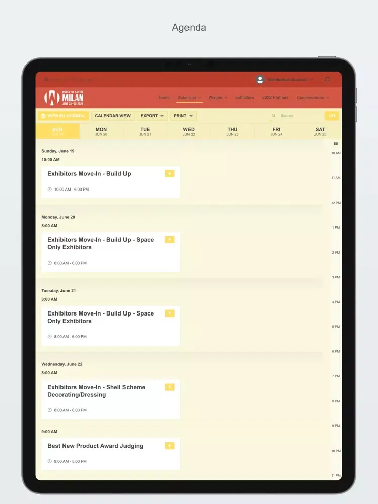 Tangkapan skrin World of Coffee Milan iPad 