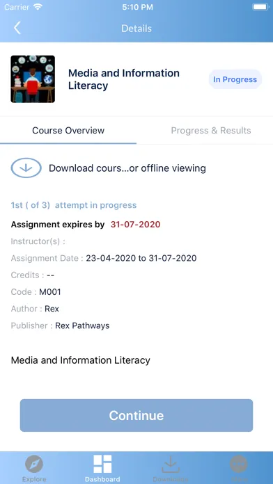 Zrzuty ekranu Rex Learning Pathways