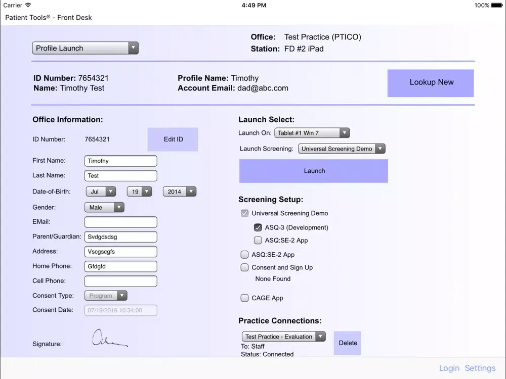 PTI Front Desk iPad  スクリーンショット