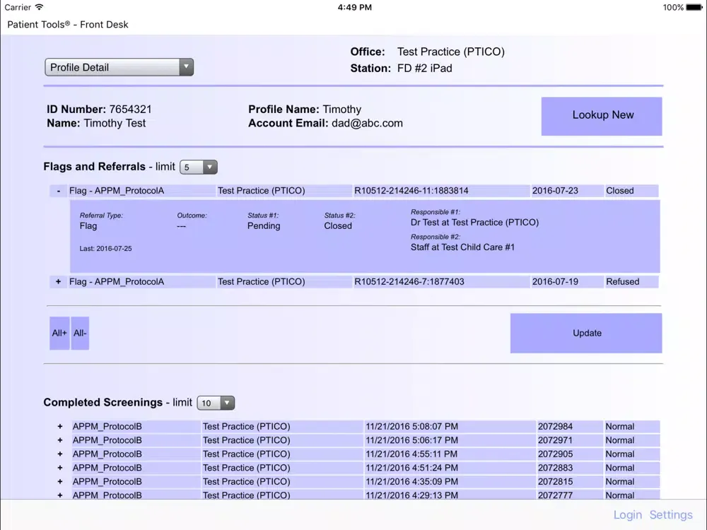 PTI Front Desk iPad  スクリーンショット