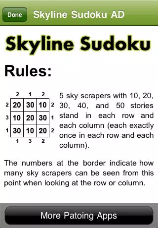 Tangkapan layar Skyline Sudoku AD