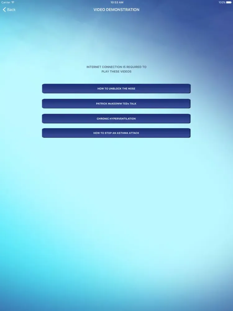 Tangkapan skrin Buteyko iPad 