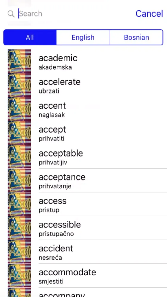 Capturas de tela do Bosnian Dictionary GoldEdition