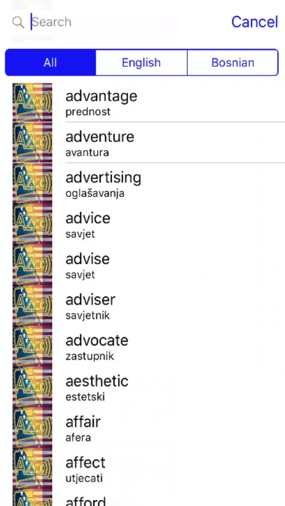 Capturas de tela do Bosnian Dictionary GoldEdition