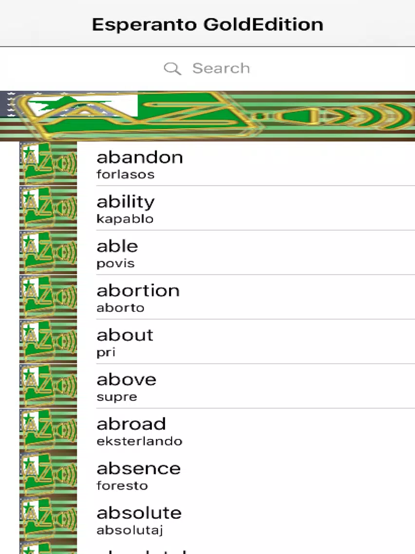 Tangkapan skrin Esperanto Dictionary GoldEdition iPad 