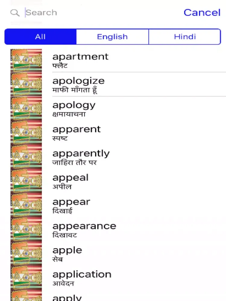 Hindi Dictionary GoldEdition iPad Screenshots