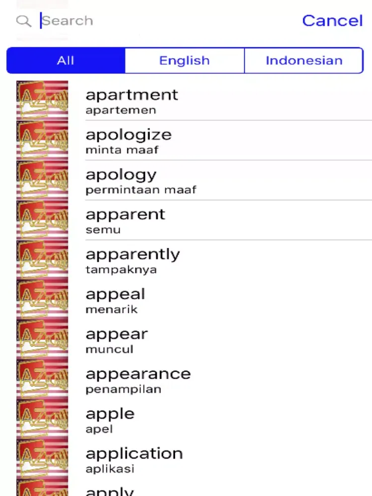 Indonesian Dictionary GoldEdition iPad  Screenshots