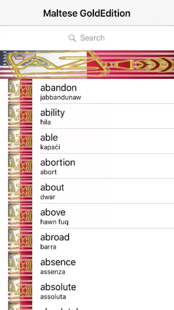 Capturas de tela do Maltese Dictionary GoldEdition