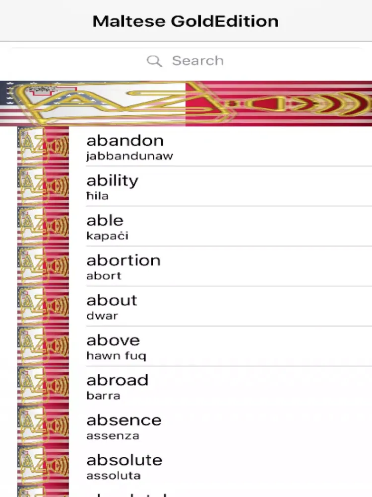 Capturas de tela do Maltese Dictionary GoldEdition