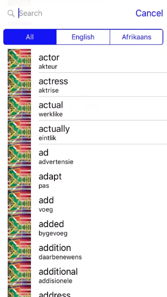 Afrikaans Dictionary GoldEdition Screenshots